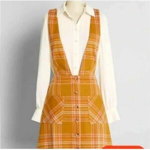 ModCloth medium yellow suspender dress